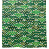 Japanisch traditionell gutes Muster grün Duschvorhang (Vorderseite)