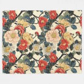 Japanisch Ukiyo-E Art Floral Pattern Fleecedecke (Vorderseite (Horizontal))