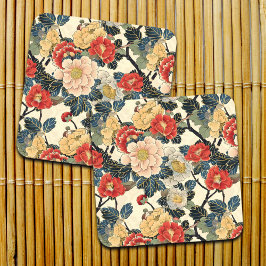 Japanisch Ukiyo-E Art Floral Pattern Getränkeuntersetzer