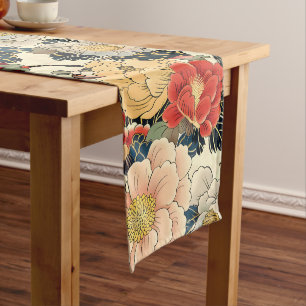 Japanisch Ukiyo-E Art Floral Pattern Großer Tischläufer