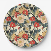Japanisch Ukiyo-E Art Floral Pattern Pappteller (Vorderseite)