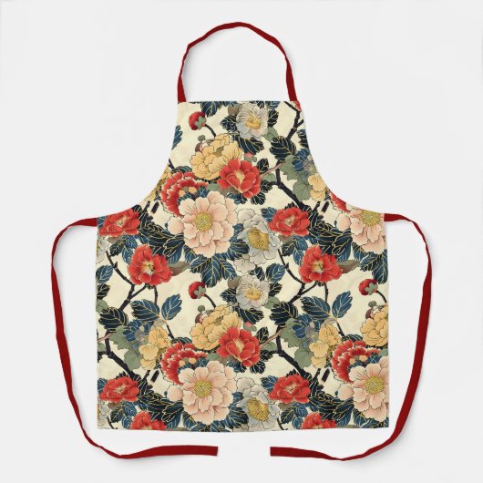 Japanisch Ukiyo-E Art Floral Pattern Schürze (Vorderseite)