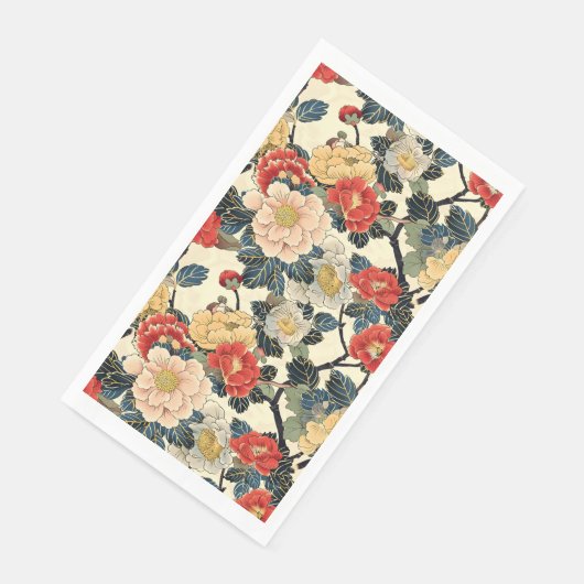 Japanisch Ukiyo-E Art Floral Pattern Serviette (Ecke)