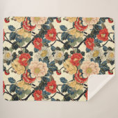 Japanisch Ukiyo-E Art Floral Pattern Sherpadecke (Vorderseite (Horizontal))