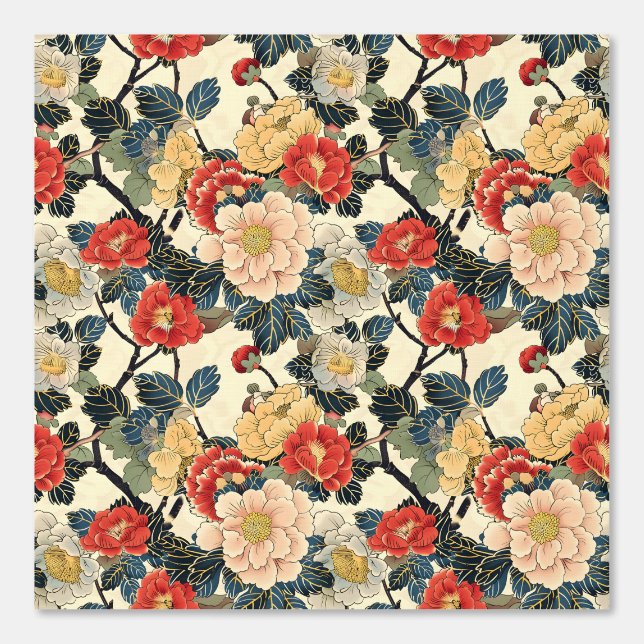 Japanisch Ukiyo-E Art Floral Pattern Tapete (Vorderseite)