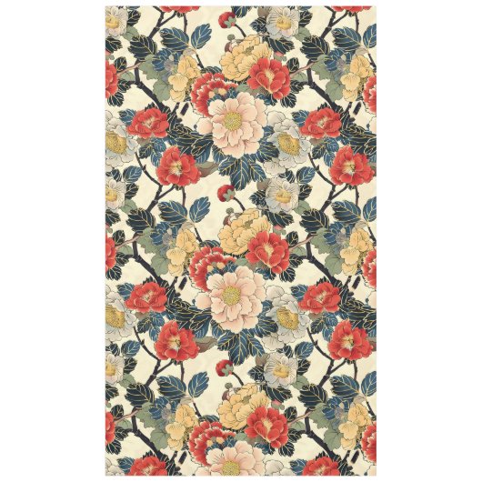 Japanisch Ukiyo-E Art Floral Pattern Tischdecke (Vorderseite)