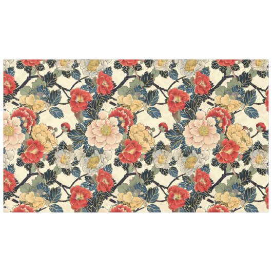 Japanisch Ukiyo-E Art Floral Pattern Tischdecke (Vorderseite (Horizontal))