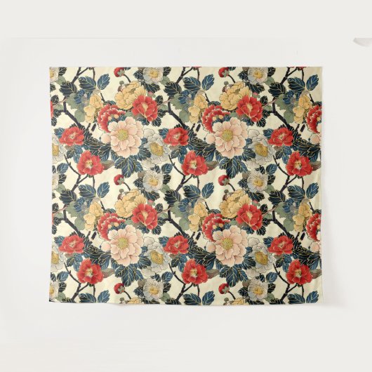 Japanisch Ukiyo-E Art Floral Pattern Wandteppich (Vorderseite (Horizontal))