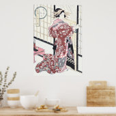 Japanisch Ukiyo-e Courtesan mit Haarschmuck Poster (Küche)