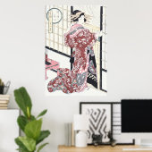 Japanisch Ukiyo-e Courtesan mit Haarschmuck Poster (Heimbüro)