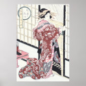 Japanisch Ukiyo-e Courtesan mit Haarschmuck Poster (Vorne)