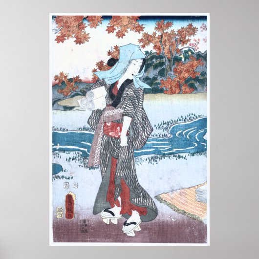 Japanisch Ukiyo-e Momiji to onna by Kunisada Poster (Vorne)