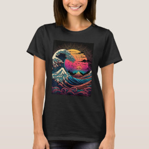 Japanisch Ukiyo e Style Retrowave Great Wave Off K T-Shirt