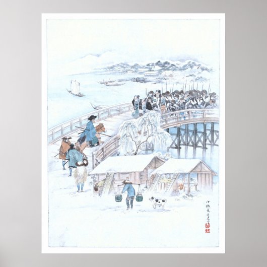 Japanisch Ukiyo-e von 47 Ronin auf der Ryogoku-Brü Poster (Vorne)