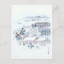 Japanisch Ukiyo-e von 47 Ronin auf der Ryogoku-Brü Postkarte