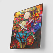 Japanisch verkleidete Glas Art Wall Uhr (Winkel)