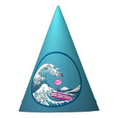 Japanisch Vintag Kanagawa Kunst - Surfen Flamingo Partyhütchen (Vorderseite)