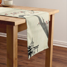 Japanisch, Vintag, Kirschblüte, Wasserfarbe, Kurzer Tischläufer