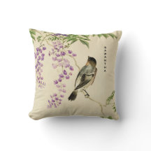 Japanisch Vintag Lilac Sparrow Throw Kissen