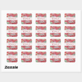 Japanisch Washi Art Red Floral "Danke" Square Quadratischer Aufkleber (Blatt)