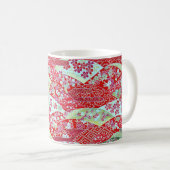 Japanisch Washi Art Red Floral Origami Yuzen Kaffe Kaffeetasse (VorderseiteRechts)