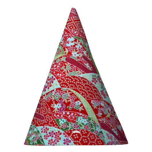 Japanisch Washi Art Red Floral Origami Yuzen Partyhütchen (Rechts)