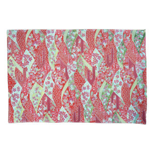 Japanisch Washi Red Floral Origami Yuzen Pillowcas Kissenbezug