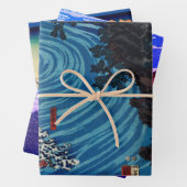 JAPANISCH WOODBLOCK DRUCKENDE LANDSCAPES GIFT WRAP GESCHENKPAPIER SET (Beispiel)