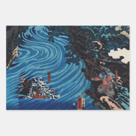 JAPANISCH WOODBLOCK DRUCKENDE LANDSCAPES GIFT WRAP GESCHENKPAPIER SET