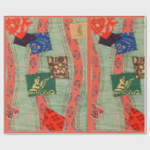 JAPANISCH WOODBLOCK DRUCKPATTERWrapper Geschenkpapier (Flach)