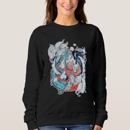 Japanisch Yin Yang Koi Fish Sweatshirt (Vorderseite)
