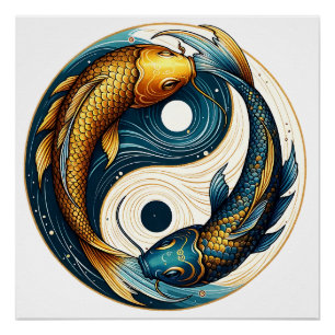 Japanisch Yin Yang Symbol Koi Fish Poster