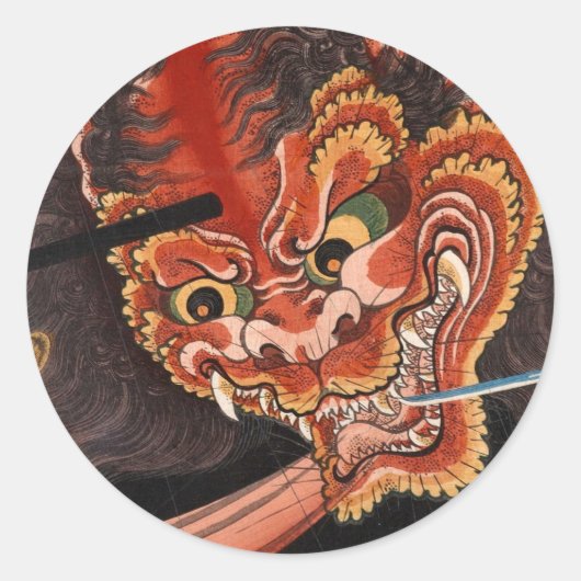 Japanisch Yokai Oni King Shutendoji Fine Art Runder Aufkleber (Vorderseite)