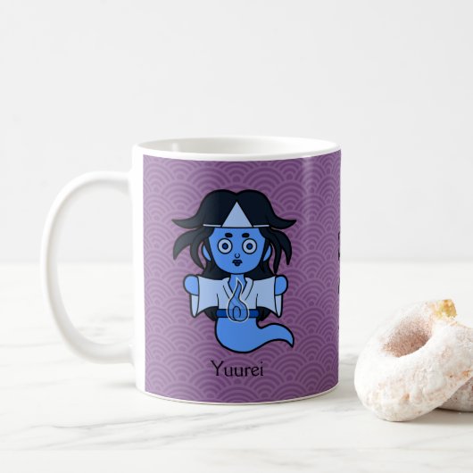 Japanisch Yurei Ghost: Cartoon Yokai Kaffeetasse (Mit Donut)