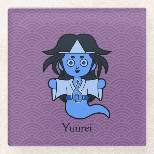 Japanisch Yuurei Ghost: Cartoon Yokai Glasuntersetzer (Vorderseite)