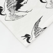 Japanisch Zeichnend Kranich, Schwarz und Weiß Fleecedecke (Ecke)