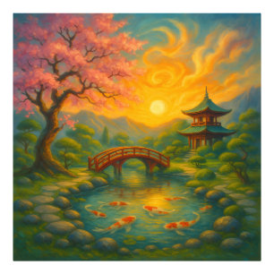 Japanisch Zen Garden Sunset Wall Art Fotodruck