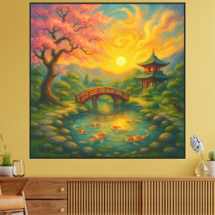 Japanisch Zen Garden Sunset Wall Art Leinwanddruck