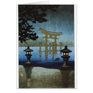 Japanische Abends-Regen Woodblock Kunst Ukiyo-e