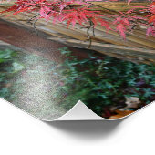 Japanische Ahorn-Blätter im Herbst und Bambuszaun Fotodruck (Ecke)