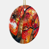Japanische Ahornbaum in Wasserfarbe Keramik Ornament (Rechts)