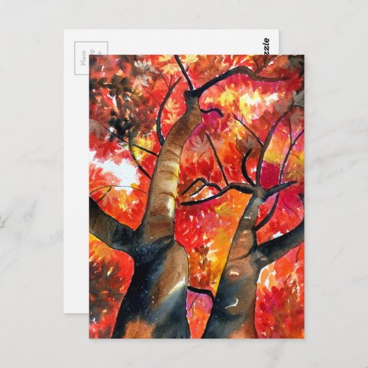 Japanische Ahornbaum in Wasserfarbe Postkarte (Vorne/Hinten)