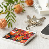 Japanische Ahornbaum in Wasserfarbe Schlüsselanhänger (Seite)