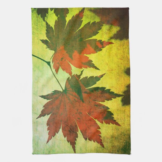Japanische Ahornblattschrift wird rot-grün elegant Geschirrtuch (Vertikal)