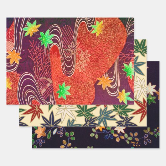 Japanische Ahornleaf-Design Geschenkpapier Set (Set)