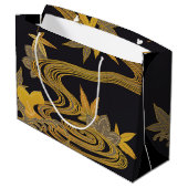 Japanische Ahornleder und fließendes Wasser Große Geschenktüte (Rückseite Schrägansicht)