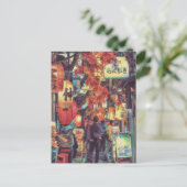 Japanische Alley beim Herbst Lantern Festival Postkarte (Stehend Vorderseite)