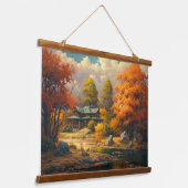 Japanische Altstadt am See Wandteppich Mit Holzrahmen (Gewinkelt)