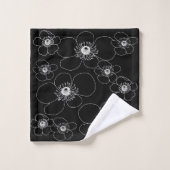 Japanische Anemonen auf schwarz Badhandtuch Set (Waschlappen)