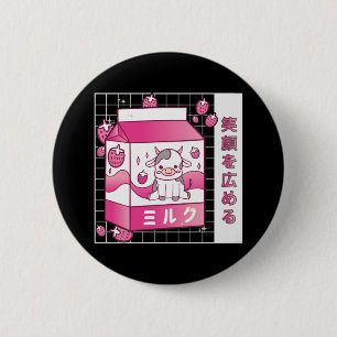 Japanische Anime Strawberry Milk Karton Niedliche  Button